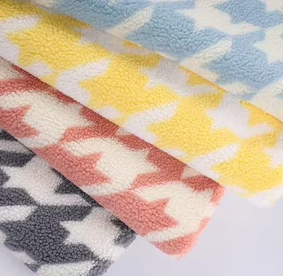 Houndstooth Sherpa Lamb Fur Flece Fable